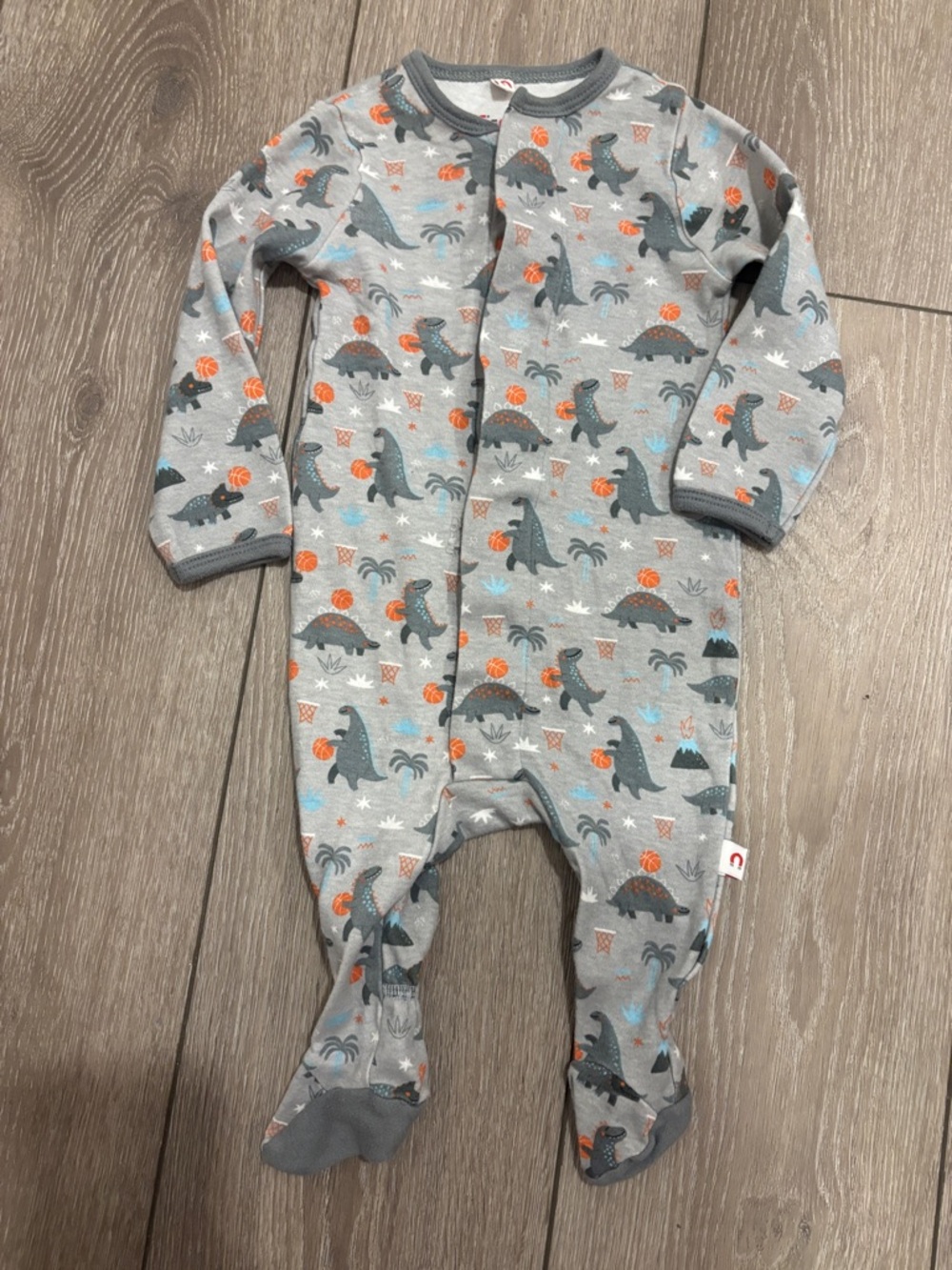 Magnetic Me Gray Baby Pajama Set with Dinosaur & Basketball Print